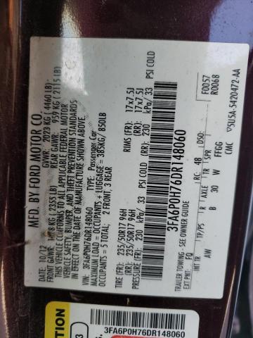 Photo 10 from auction – 2013 FORD FUSION SE with VIN 3FA6P0H76DR148060