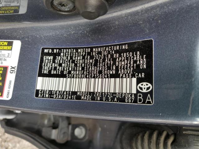 Photo 10 from auction – 2014 TOYOTA COROLLA L with VIN 5YFBURHE4EP156041