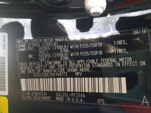 Photo 10 from auction – 2017 TOYOTA SIENNA LE with VIN 5TDJZ3DC2HS148773