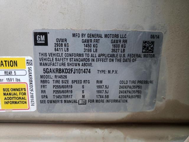 Photo 10 from auction – 2015 BUICK ENCLAVE with VIN 5GAKRBKD2FJ101474