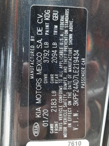 Photo 10 from auction – 2020 KIA FORTE FE with VIN 3KPF24AD7LE219434
