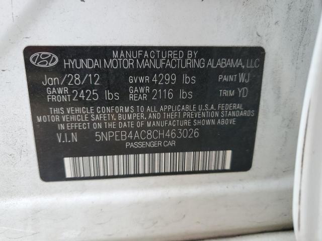 Photo 10 from auction – 2012 HYUNDAI SONATA GLS with VIN 5NPEB4AC8CH463026