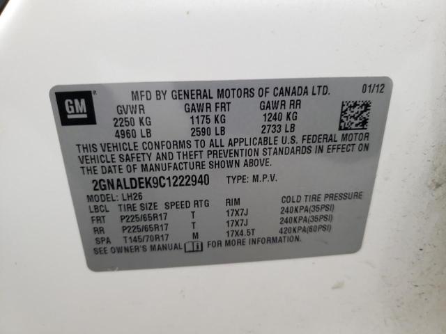 Photo 10 from auction – 2012 CHEVROLET EQUINOX LT with VIN 2GNALDEK9C1222940