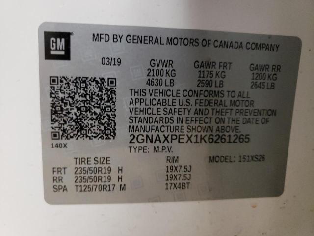 Photo 10 from auction – 2019 CHEVROLET EQUINOX PR with VIN 2GNAXPEX1K6261265