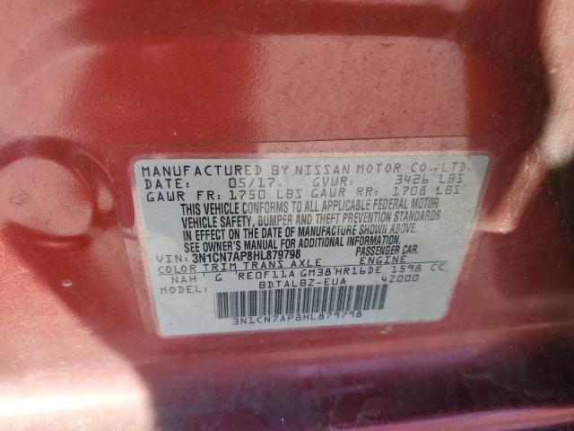 Photo 10 from auction – 2017 NISSAN VERSA S with VIN 3N1CN7AP8HL879798