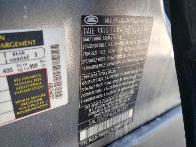 Photo 10 from auction – 2016 LAND ROVER RANGE ROVE with VIN SALGS2EF4GA261307