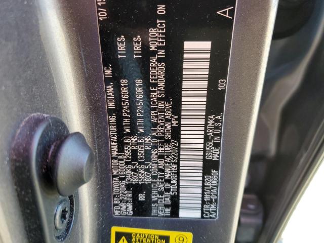 Photo 10 from auction – 2015 TOYOTA HIGHLANDER with VIN 5TDJKRFH9FS220727