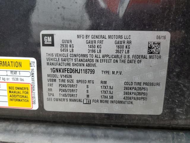 Photo 10 from auction – 2017 CHEVROLET TRAVERSE L with VIN 1GNKVFED6HJ118799
