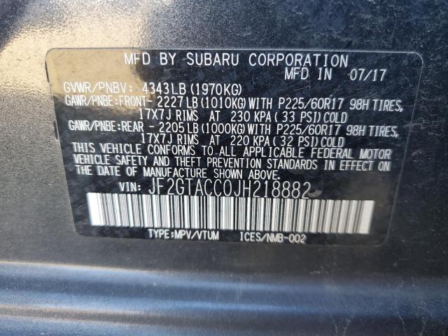 Photo 10 from auction – 2018 SUBARU CROSSTREK with VIN JF2GTACC0JH218882