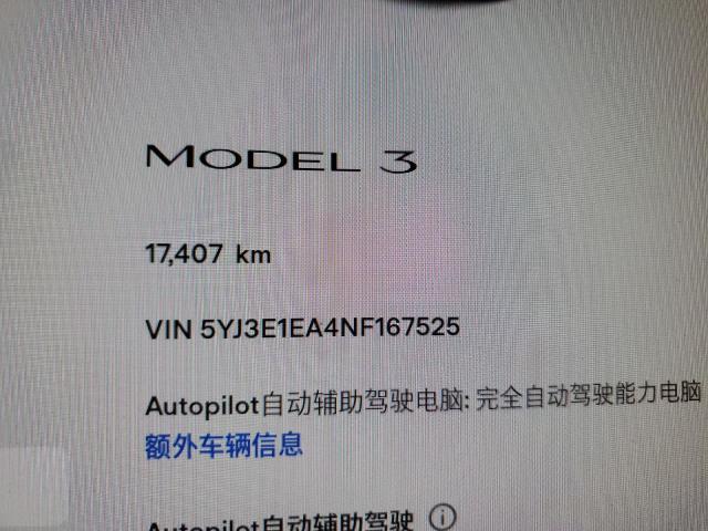 Photo 8 from auction – 2022 TESLA MODEL 3 with VIN 5YJ3E1EA4NF167525