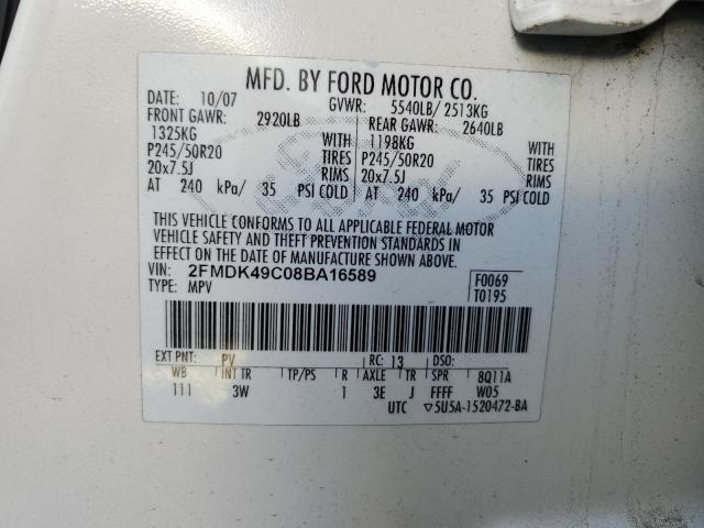 Photo 10 from auction – 2008 FORD EDGE LIMIT with VIN 2FMDK49C08BA16589