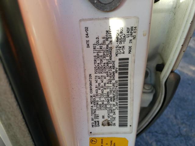 Photo 10 from auction – 2002 LEXUS RX 300 with VIN JTJHF10U220274195