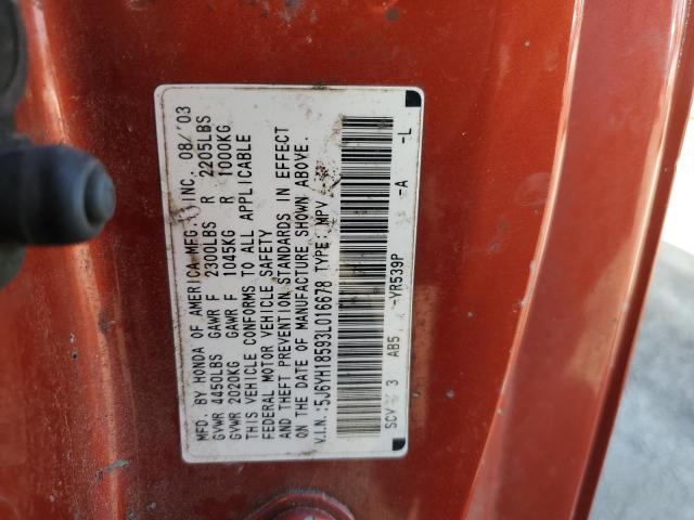 Photo 10 from auction – 2003 HONDA ELEMENT EX with VIN 5J6YH18593L016678