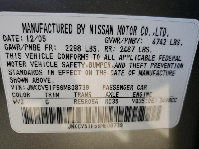 Photo 10 from auction – 2006 INFINITI G35 with VIN JNKCV51F56M608739