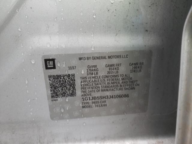 Photo 10 from auction – 2018 CHEVROLET SONIC LS with VIN 1G1JB5SH3J4106086