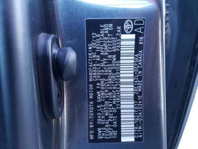 Photo 10 from auction – 2012 TOYOTA COROLLA BA with VIN 2T1BU4EE2CC891086