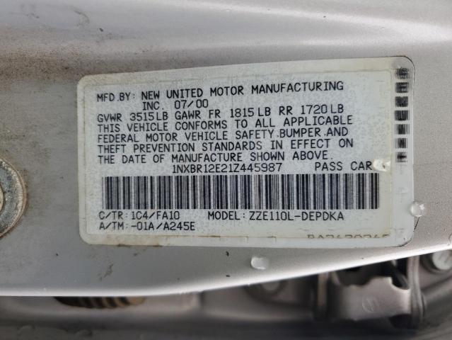 Photo 10 from auction – 2001 TOYOTA COROLLA CE with VIN 1NXBR12E21Z445987
