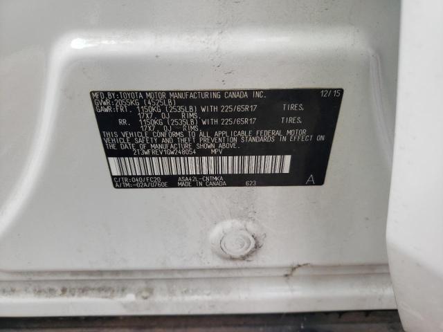 Photo 10 from auction – 2016 TOYOTA RAV4 XLE with VIN 2T3WFREV1GW248054