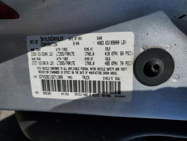 Photo 10 from auction – 2005 DODGE RAM 2500 S with VIN 3D7KS28C15G711809