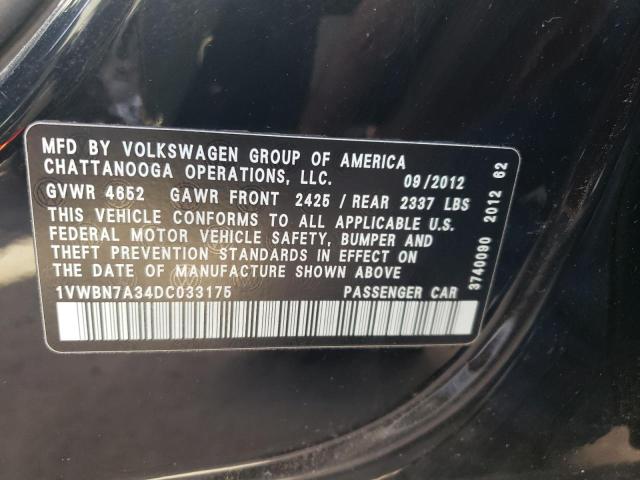Photo 10 from auction – 2013 VOLKSWAGEN PASSAT SE with VIN 1VWBN7A34DC033175
