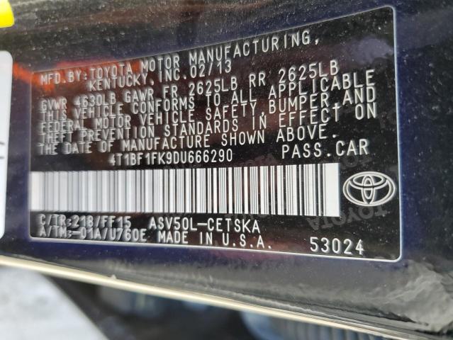 Photo 10 from auction – 2013 TOYOTA CAMRY L with VIN 4T1BF1FK9DU666290