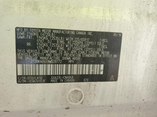 Photo 10 from auction – 2010 TOYOTA RAV4 LIMIT with VIN 2T3DK4DV7AW028772