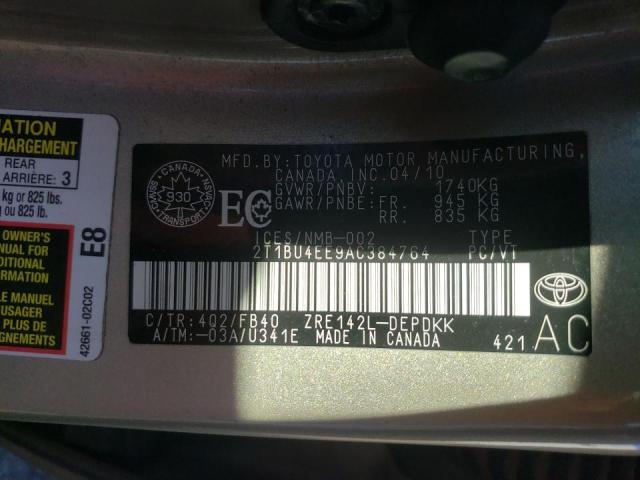 Photo 10 from auction – 2010 TOYOTA COROLLA BA with VIN 2T1BU4EE9AC384764