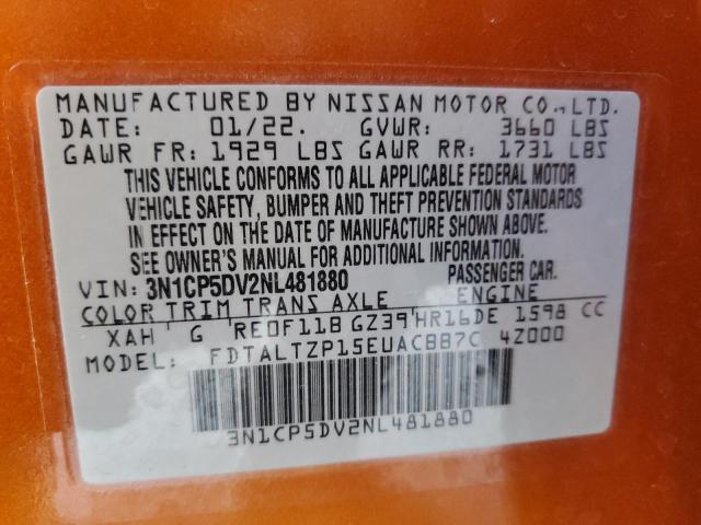 Photo 10 from auction – 2022 NISSAN KICKS SR with VIN 3N1CP5DV2NL481880