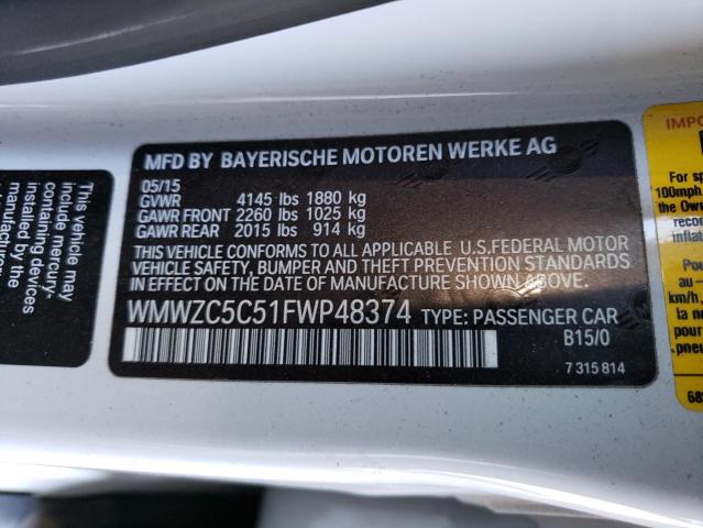Photo 10 from auction – 2015 MINI COOPER S C with VIN WMWZC5C51FWP48374