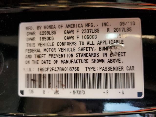 Photo 10 from auction – 2011 HONDA ACCORD LXP with VIN 1HGCP2F47BA018766