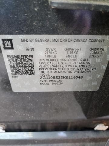 Photo 10 from auction – 2019 CHEVROLET IMPALA PRE with VIN 2G1105S33K9114049