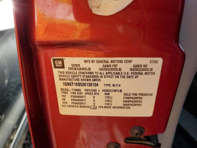 Photo 10 from auction – 2002 CHEVROLET TRAILBLAZE with VIN 1GNET16S526138104