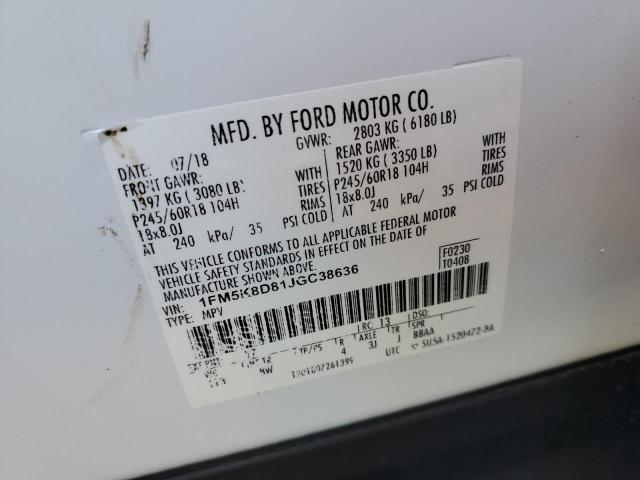 Photo 10 from auction – 2018 FORD EXPLORER X with VIN 1FM5K8D81JGC38636
