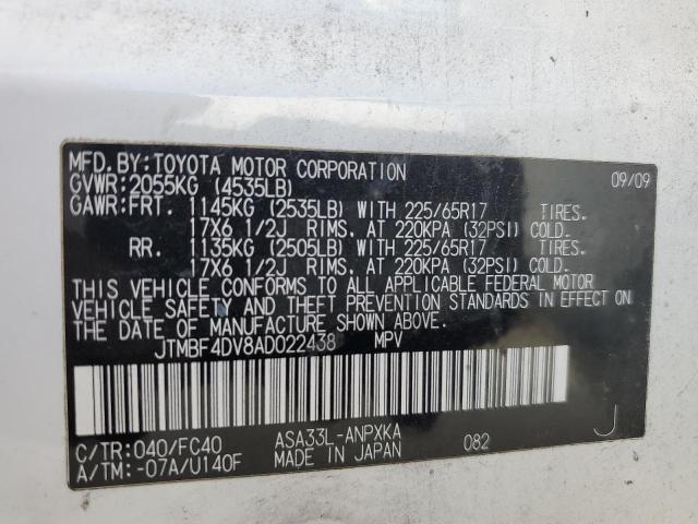Photo 10 from auction – 2010 TOYOTA RAV4 with VIN JTMBF4DV8AD022438