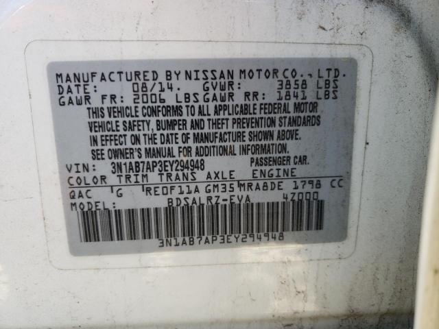 Photo 10 from auction – 2014 NISSAN SENTRA S with VIN 3N1AB7AP3EY294948