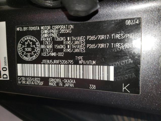 Photo 10 from auction – 2015 TOYOTA 4RUNNER SR with VIN JTEBU5JRXF5206795