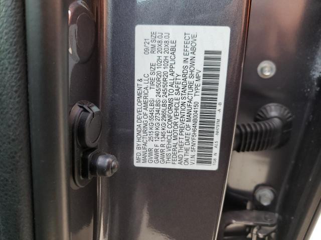 Photo 10 from auction – 2022 HONDA PILOT TOUR with VIN 5FNYF5H64NB004150