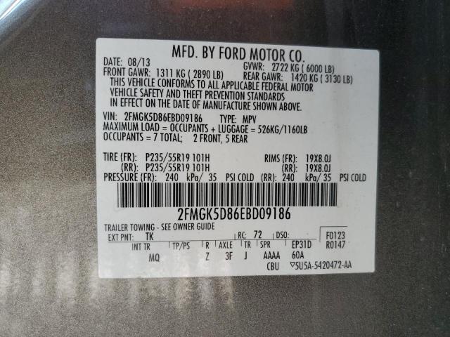 Photo 10 from auction – 2014 FORD FLEX LIMIT with VIN 2FMGK5D86EBD09186