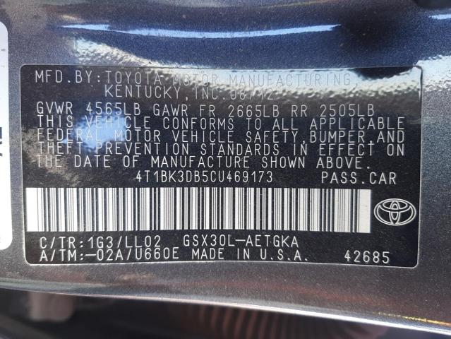 Zdjęcie 10 z aukcji – 2012 TOYOTA AVALON BAS z VIN 4T1BK3DB5CU469173