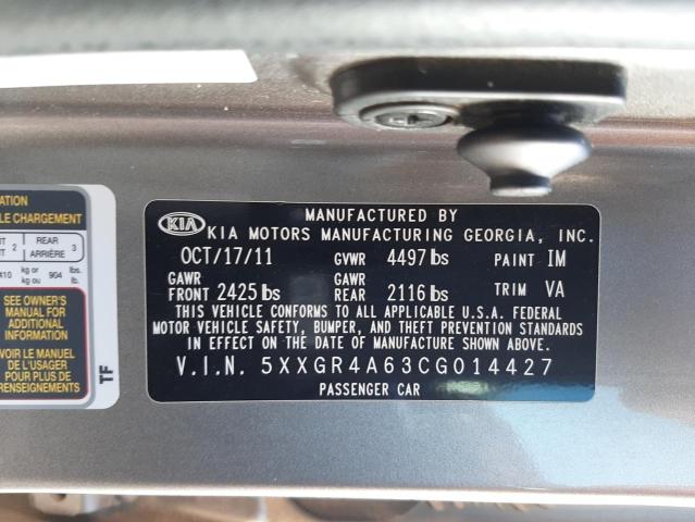 Photo 10 from auction – 2012 KIA OPTIMA SX with VIN 5XXGR4A63CG014427