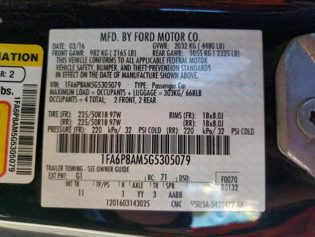 Photo 10 from auction – 2016 FORD MUSTANG with VIN 1FA6P8AM5G5305079