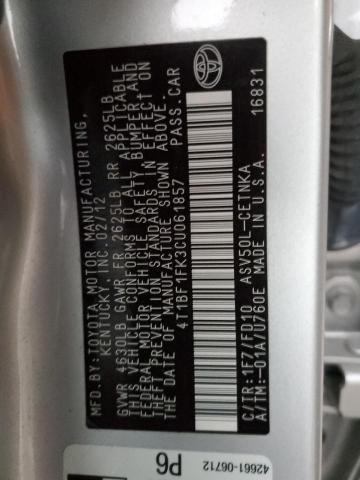 Photo 10 from auction – 2012 TOYOTA CAMRY BASE with VIN 4T1BF1FK3CU061857