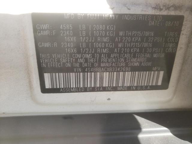 Photo 10 from auction – 2011 SUBARU OUTBACK 2. with VIN 4S4BRBACXB3342698