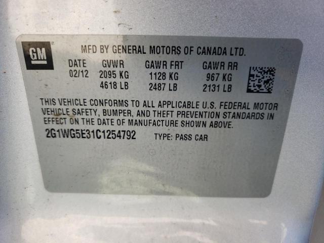 Photo 10 from auction – 2012 CHEVROLET IMPALA with VIN 2G1WG5E31C1254792