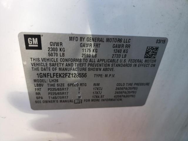 Photo 10 from auction – 2015 CHEVROLET EQUINOX LT with VIN 1GNFLFEK2FZ128556