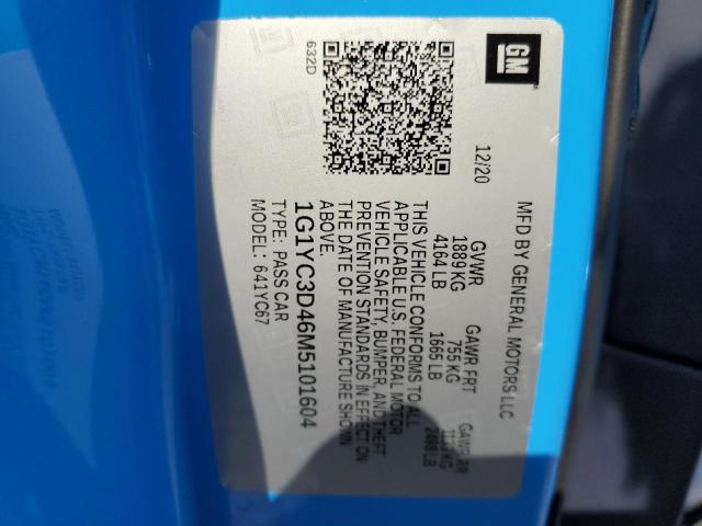 Photo 10 from auction – 2021 CHEVROLET CORVETTE S with VIN 1G1YC3D46M5101604