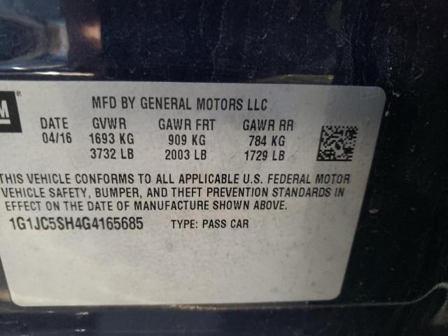 Photo 10 from auction – 2016 CHEVROLET SONIC LT with VIN 1G1JC5SH4G4165685
