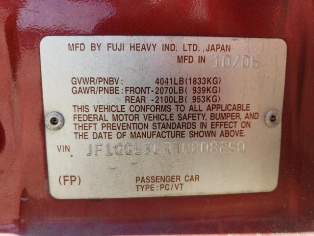 Photo 10 from auction – 2007 SUBARU IMPREZA OU with VIN JF1GG63697H808250