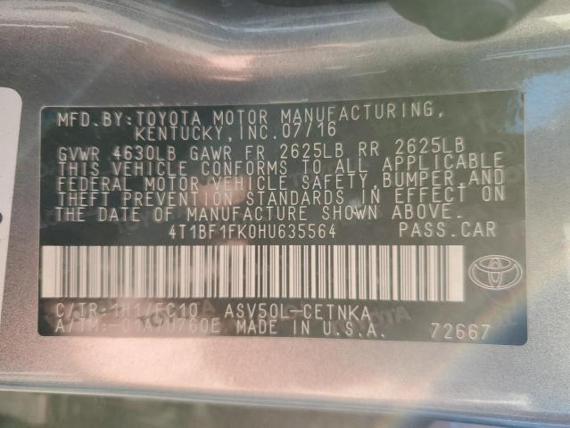 Photo 10 from auction – 2017 TOYOTA CAMRY LE with VIN 4T1BF1FK0HU635564
