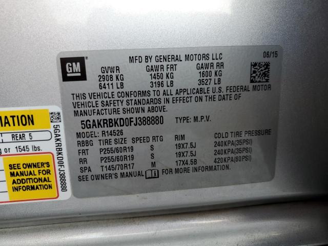 Photo 10 from auction – 2015 BUICK ENCLAVE with VIN 5GAKRBKD0FJ388880